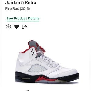 Jordan 5 Fire Red Silver Tongue
